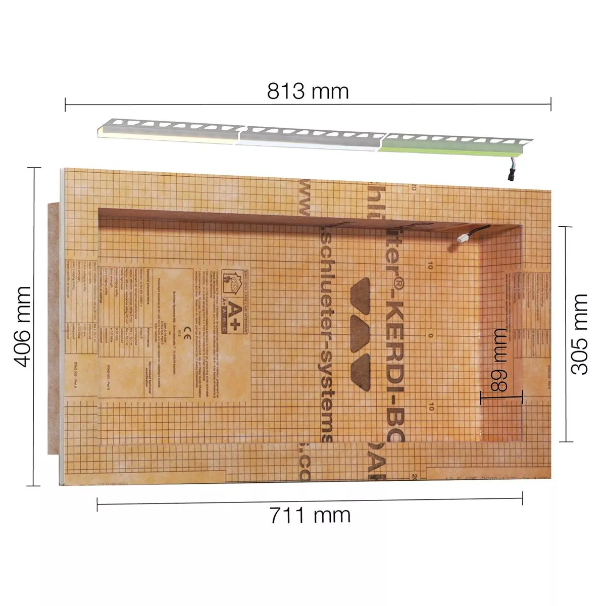 Kit de niche Schlüter Kerdi Board NLT avec éclairage LED RVB 71,1 x 30,5 x 8,9 cm Kit de niche Schlüter Kerdi Board NLT avec éclairage LED RVB 71,1 x 30,5 x 8,9 cm