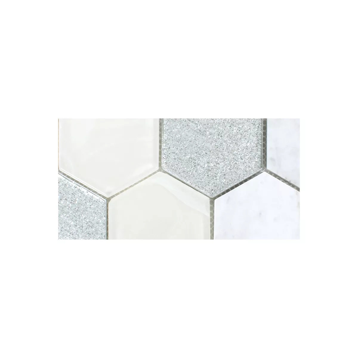 Échantillon Carrelage Mosaïque Hexagone Lipari Argent Gris