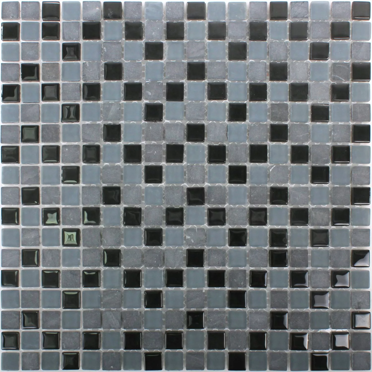 Échantillon Mosaïque Carrelage Marbre Verre Mix Kobra Noir Gris 