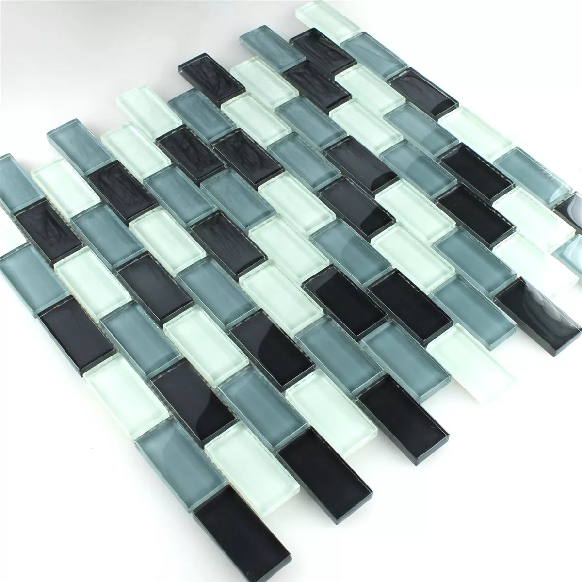 Échantillon Mosaïque Verre Brick Gris Mix