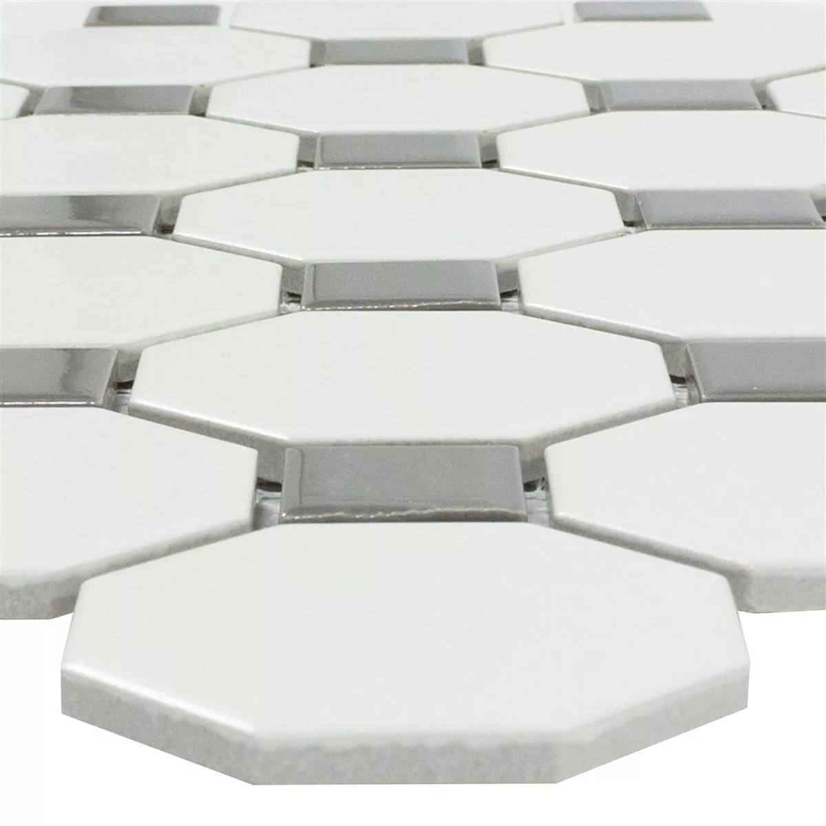 Échantillon Mosaïque Carrelage Céramique Octogone Navajo Blanc