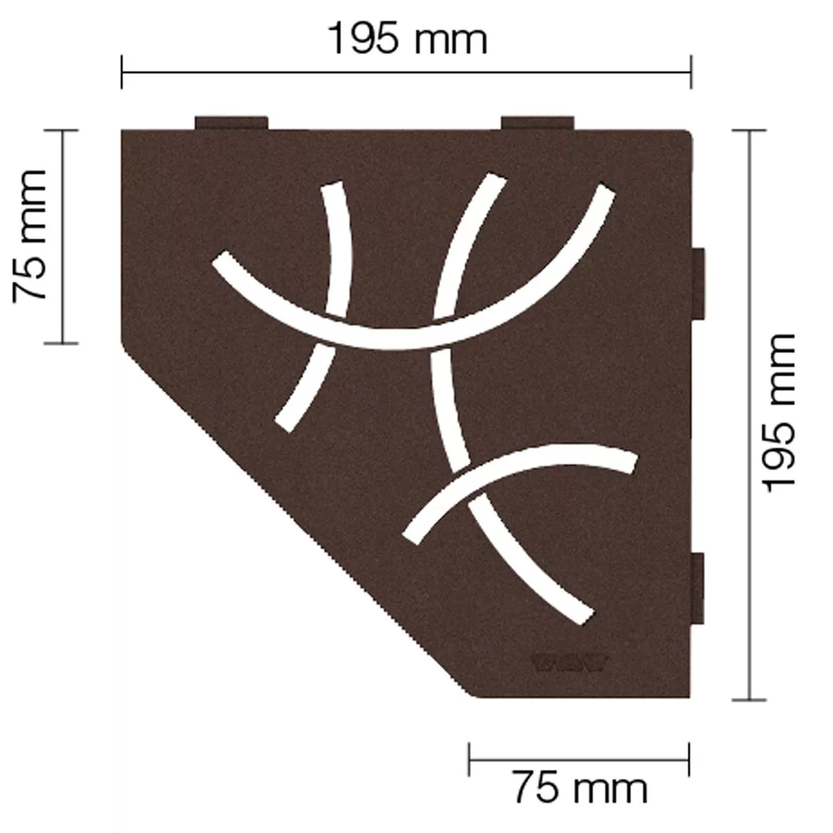 Etagère murale étagère de douche Schlüter 5 angles 19,5x19,5cm Curve