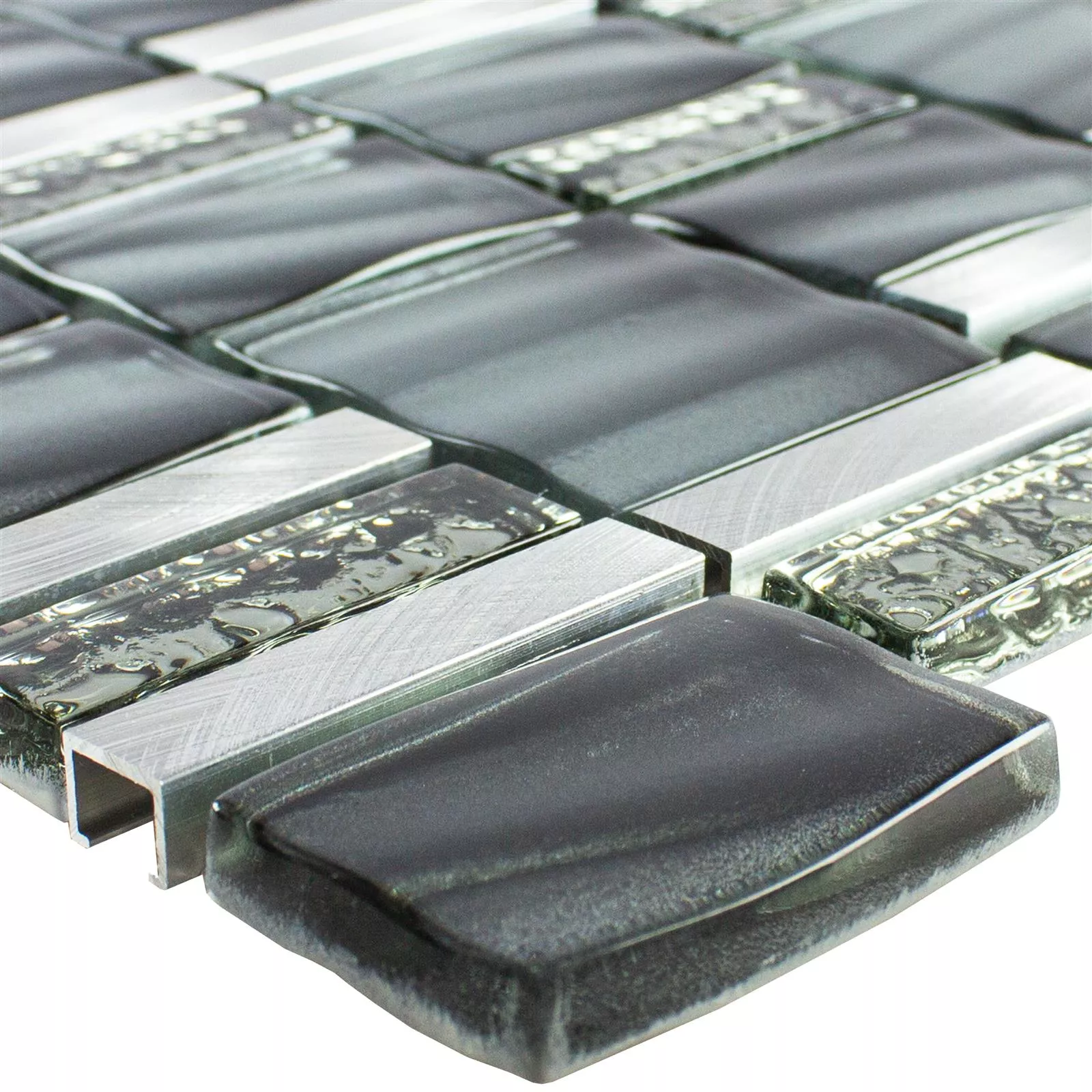 Verre Métal Mosaïque Carrelage Union Gris Argent Verre Métal Mosaïque Carrelage Union Gris Argent