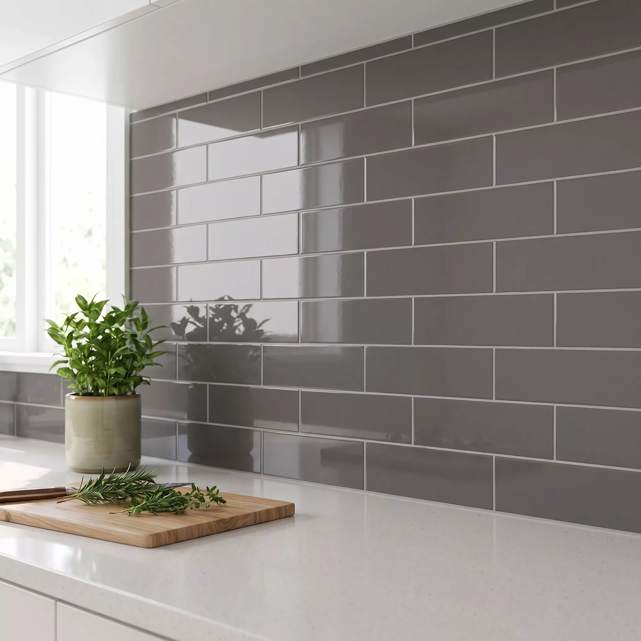 Carrelage métro Gris Brillant 7,5x30 cm Sans Facette Swissland Marengo