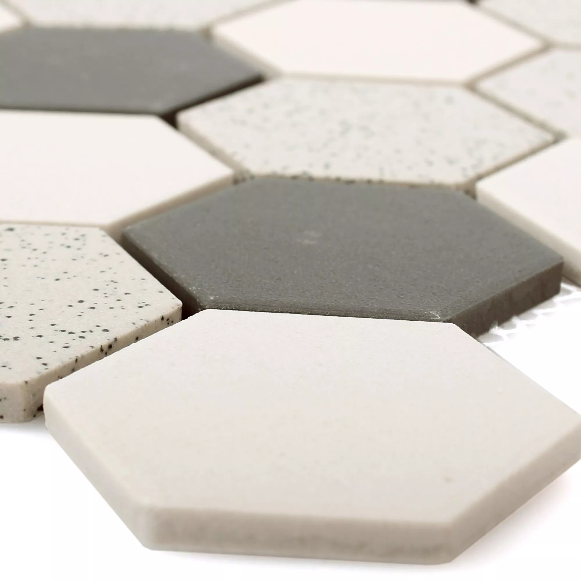 Céramique Mosaïque Carrelage Monforte Hexagone Noir Gris 51