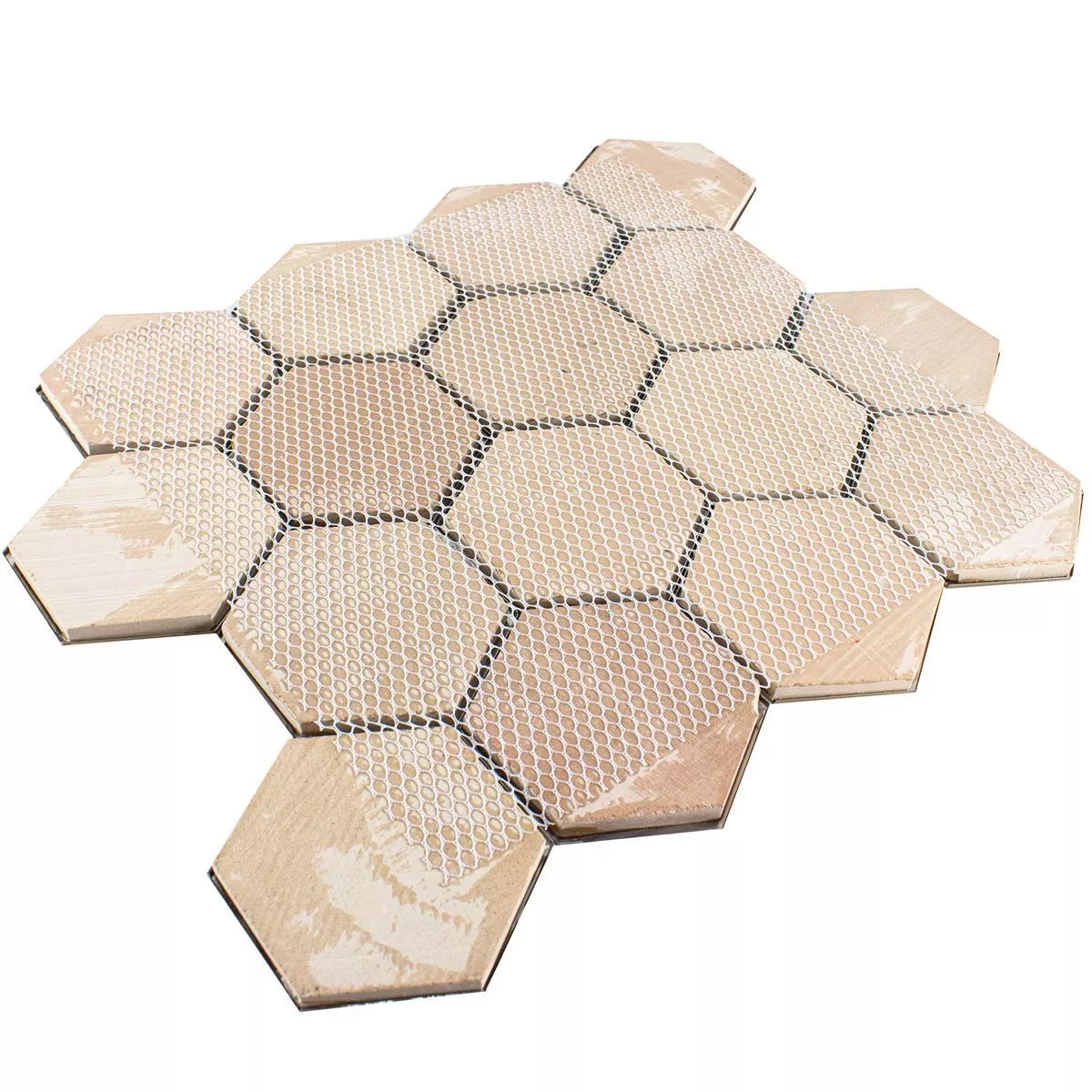 Échantillon Acier Inoxydable Mosaïque Carrelage Durango Hexagone 3D Or