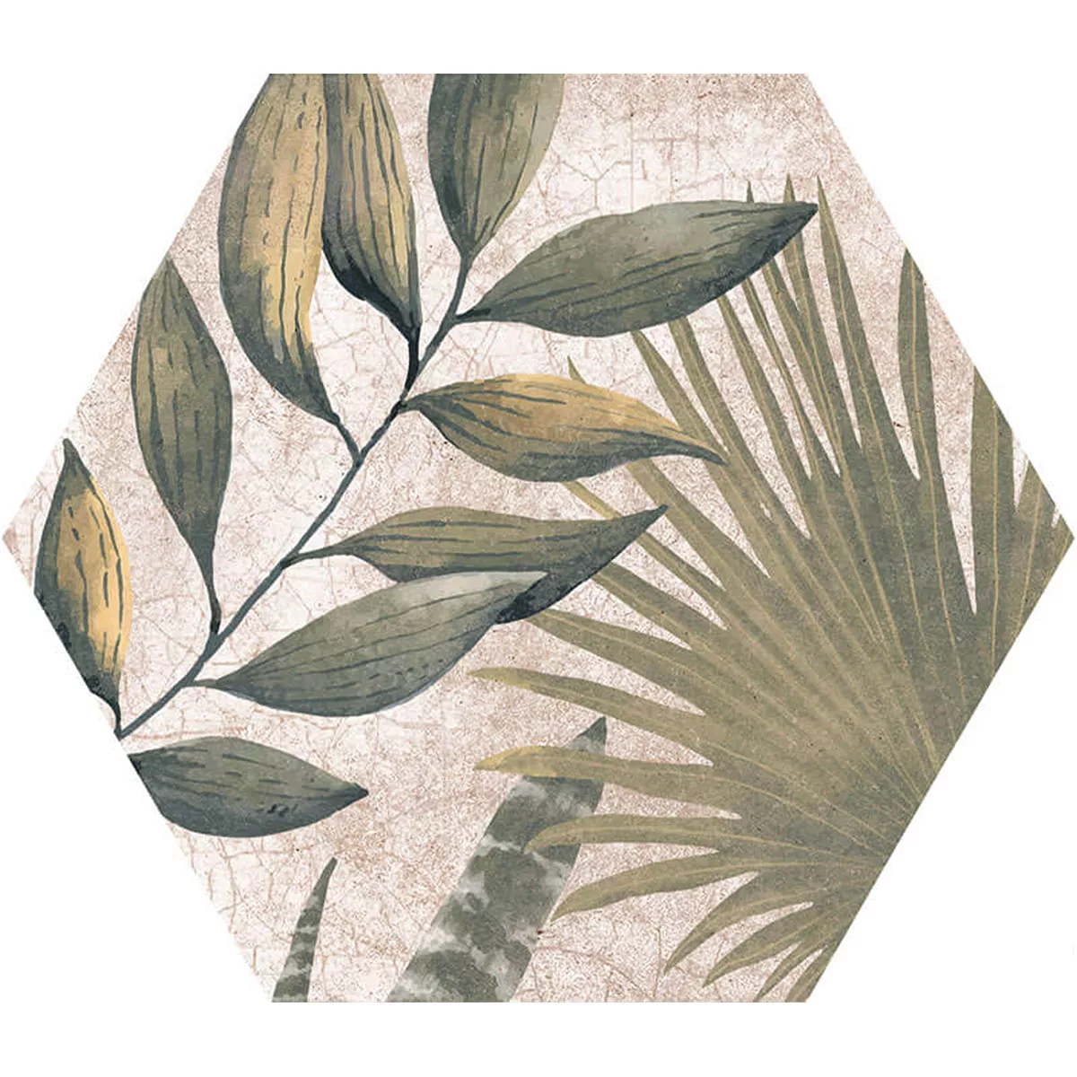 Grès Cérame Pleine Masse Carrelage Honiara Hexagone Décor Vert 22,5x25,9cm Décor Grès Cérame Pleine Masse Carrelage Honiara Hexagone Décor Vert 22,5x25,9cm Décor