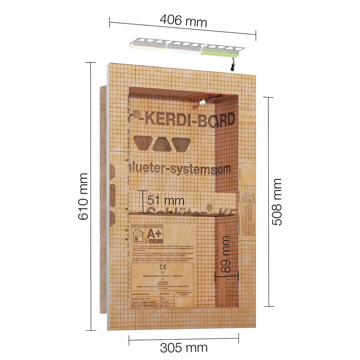 Schlüter Kerdi Board NLT ensemble de niches éclairage LED blanc neutre 30,5x50,8x0,89 cm
