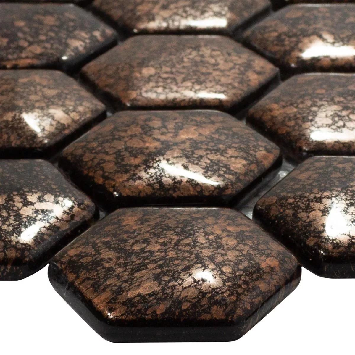 Échantillon Mosaïque En Verre Carrelage Leopard Hexagone 3D Bronze Échantillon Mosaïque En Verre Carrelage Leopard Hexagone 3D Bronze