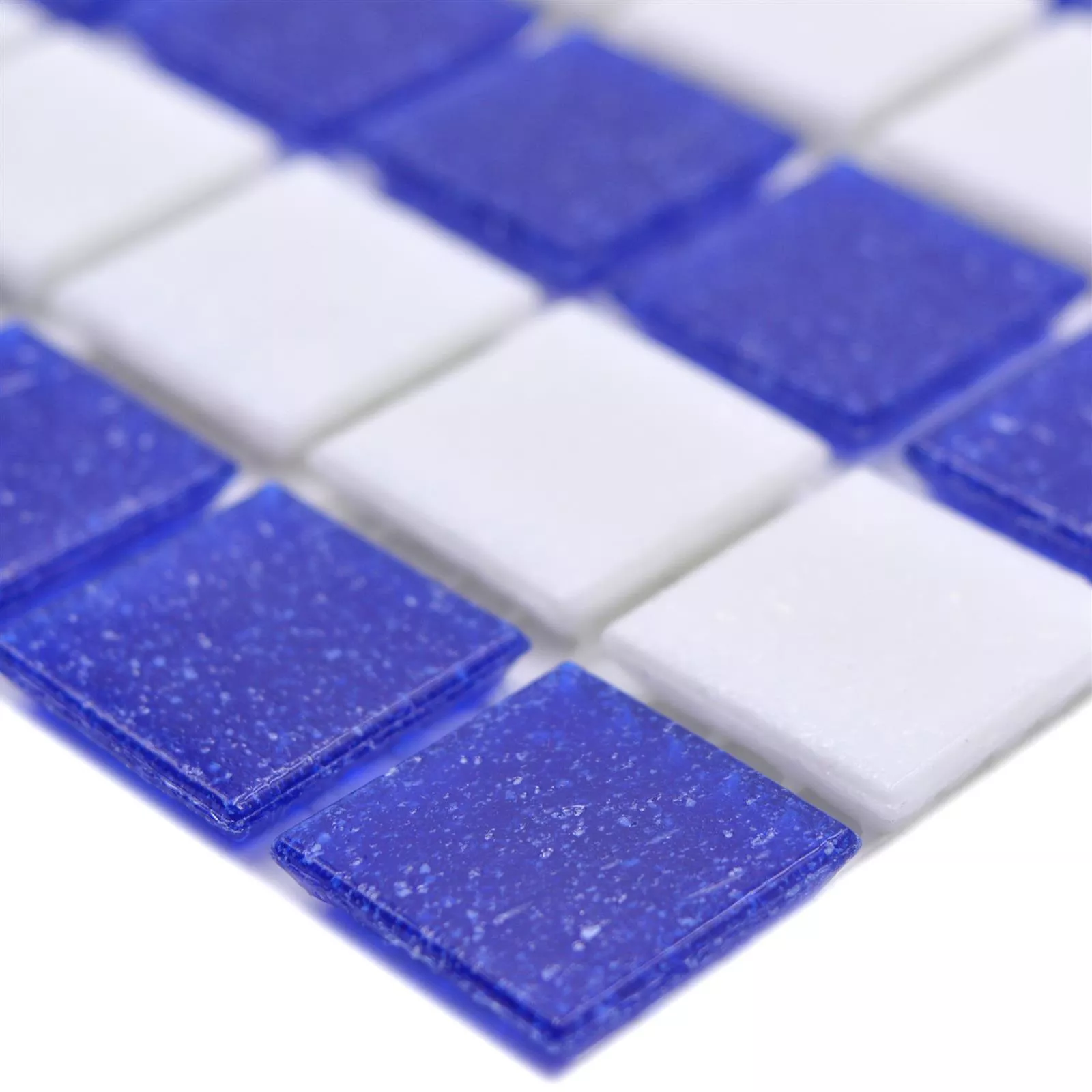 Échantillon Piscine Mosaïque Filyos Bleu Blanc Papier Collé