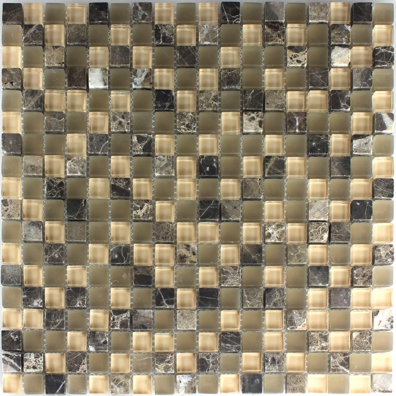 Échantillon Mosaïque Verre Marbré  Brun Beige Mix