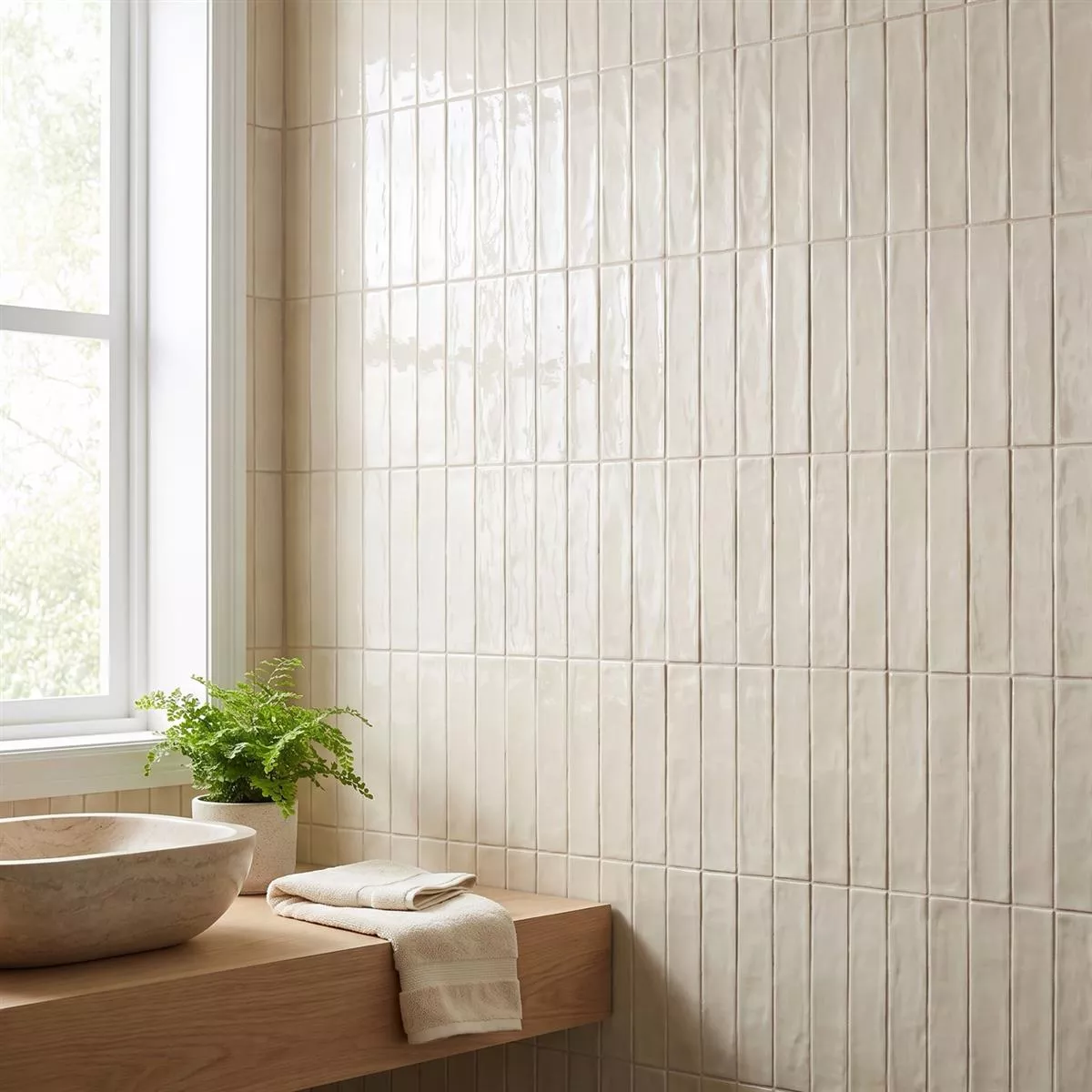 Topkapi Beige Brillant Rustique 10x30 cm Crema
