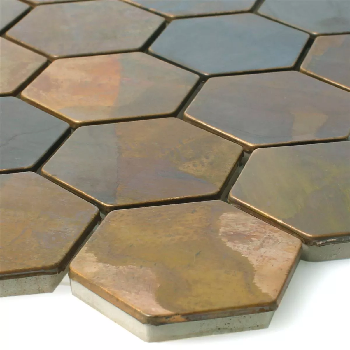 Mosaïque Carrelage Cuivre Merkur Hexagone Brun 48