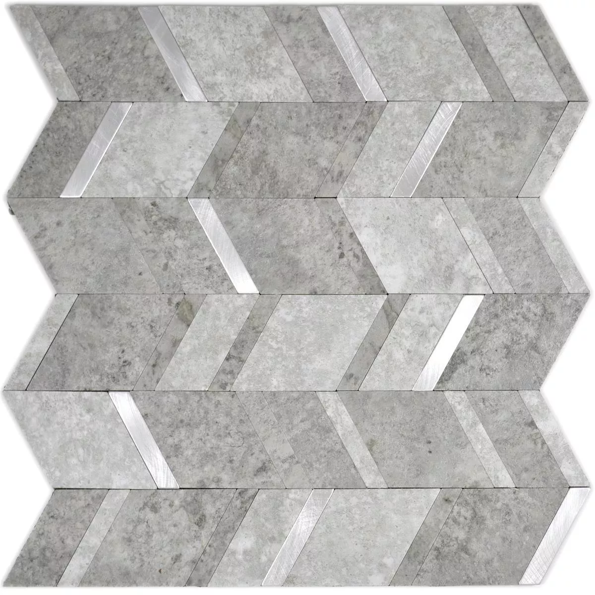 Échantillon Vinyle Mosaïque Carrelage Meridian Pierre Optique Gris Argent