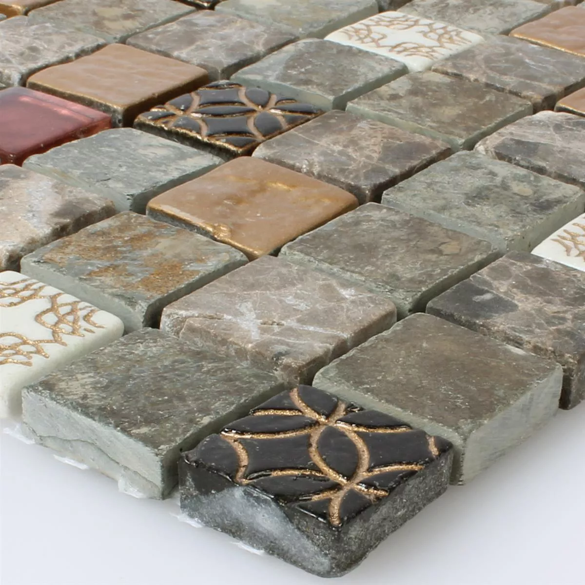 Échantillon Mosaïque Verre Pierre Naturelle Mix 23x23x8mm