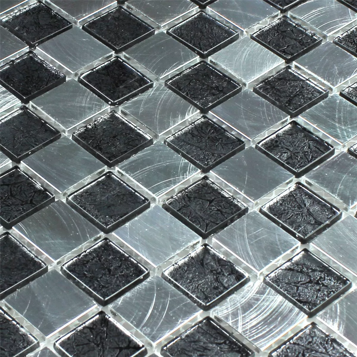 Verre Aluminium Mosaïque Échiquier 25x25x4mm