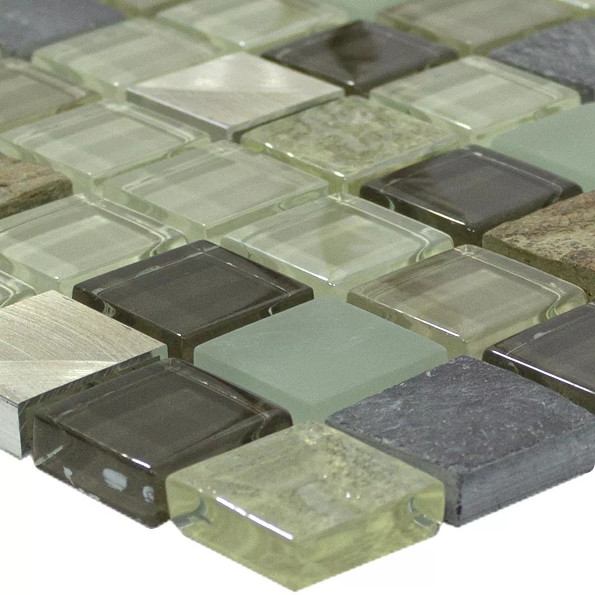 Verre Pierre Naturelle Aluminium Mosaïque Carrelage Konoha Beige Brun