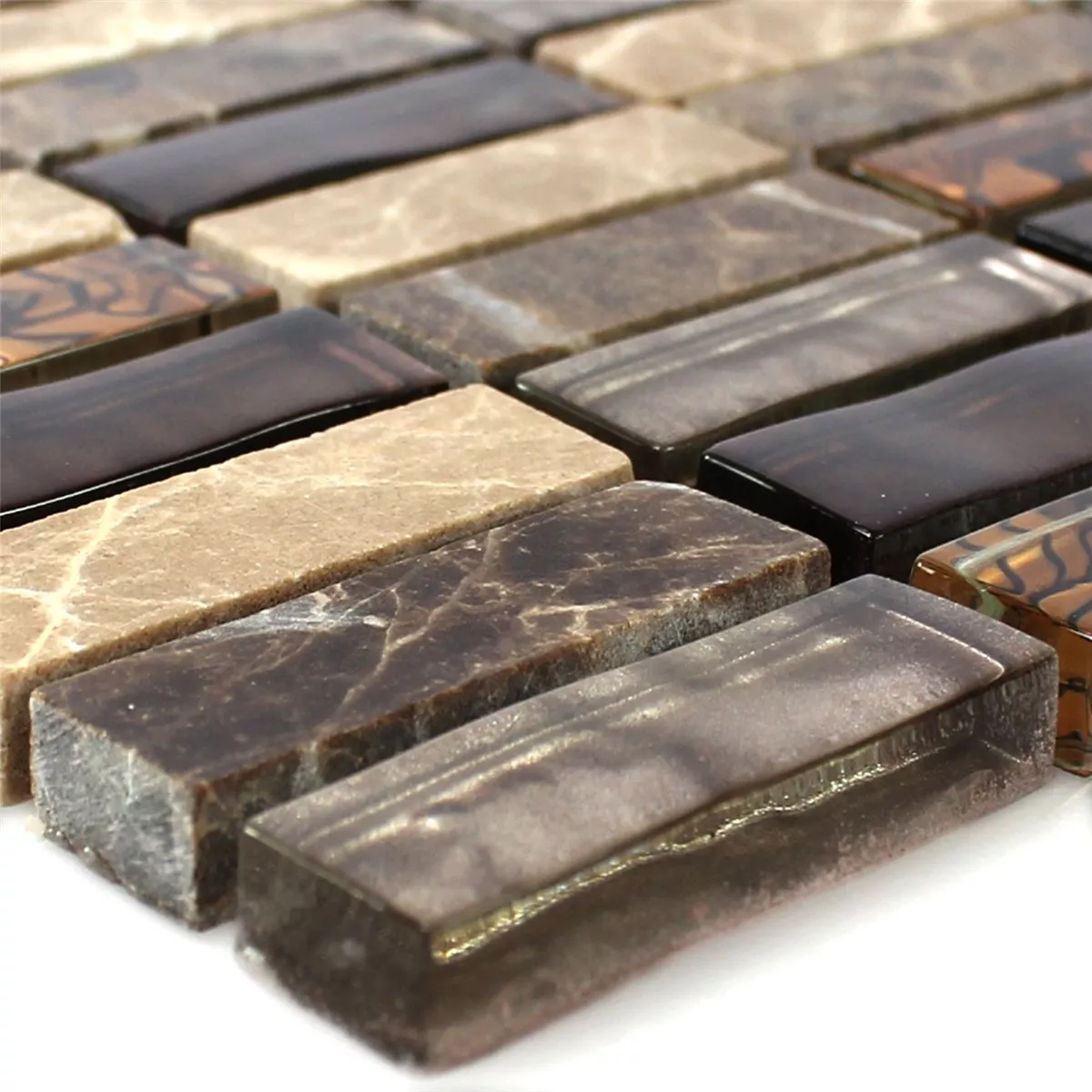 Mosaïque Verre Pierre Naturelle Beige Brun
