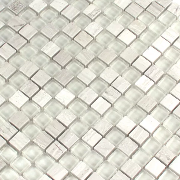 Mosaïque Verre Marbré Gris Mix 15x15x8mm