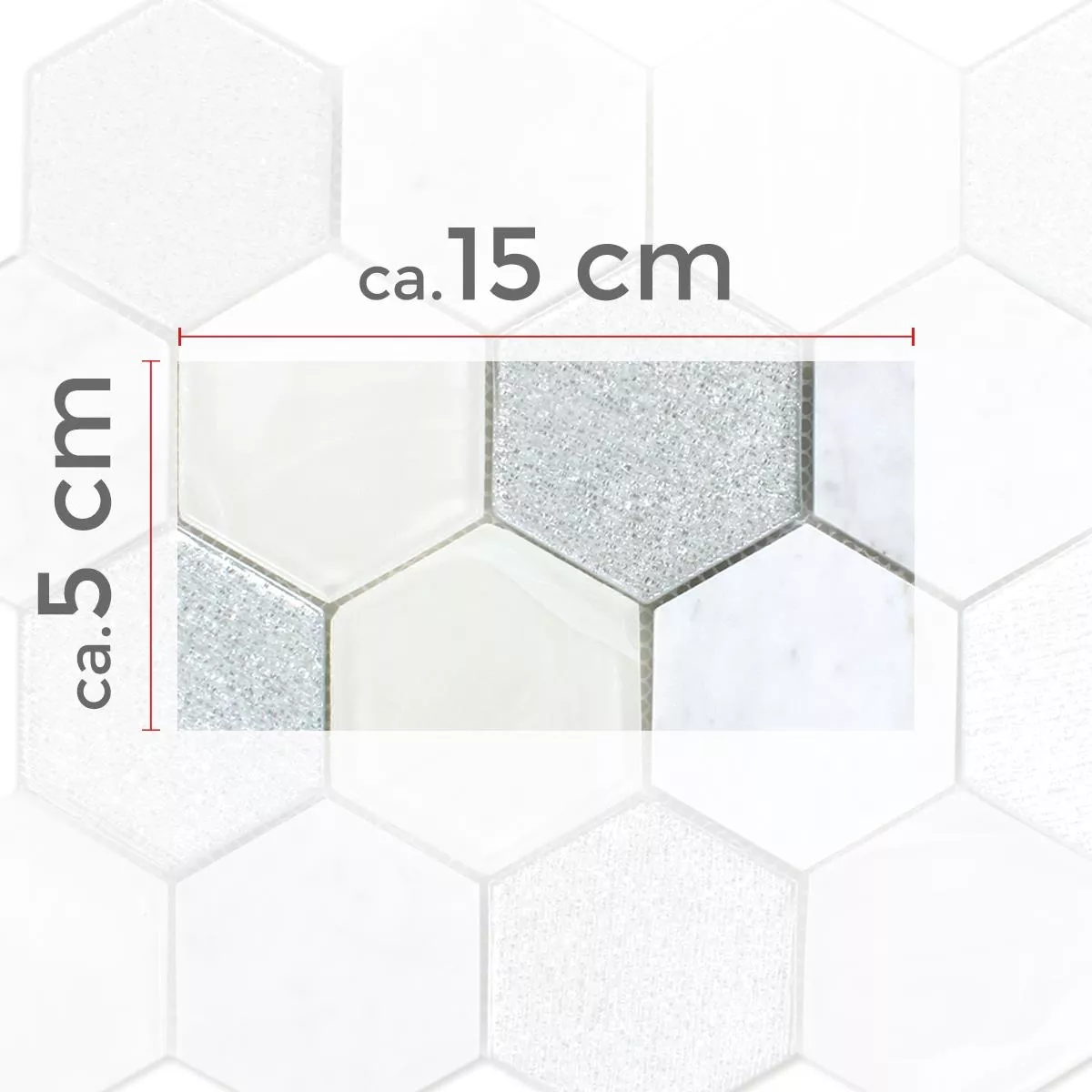 Échantillon Carrelage Mosaïque Hexagone Lipari Argent Gris