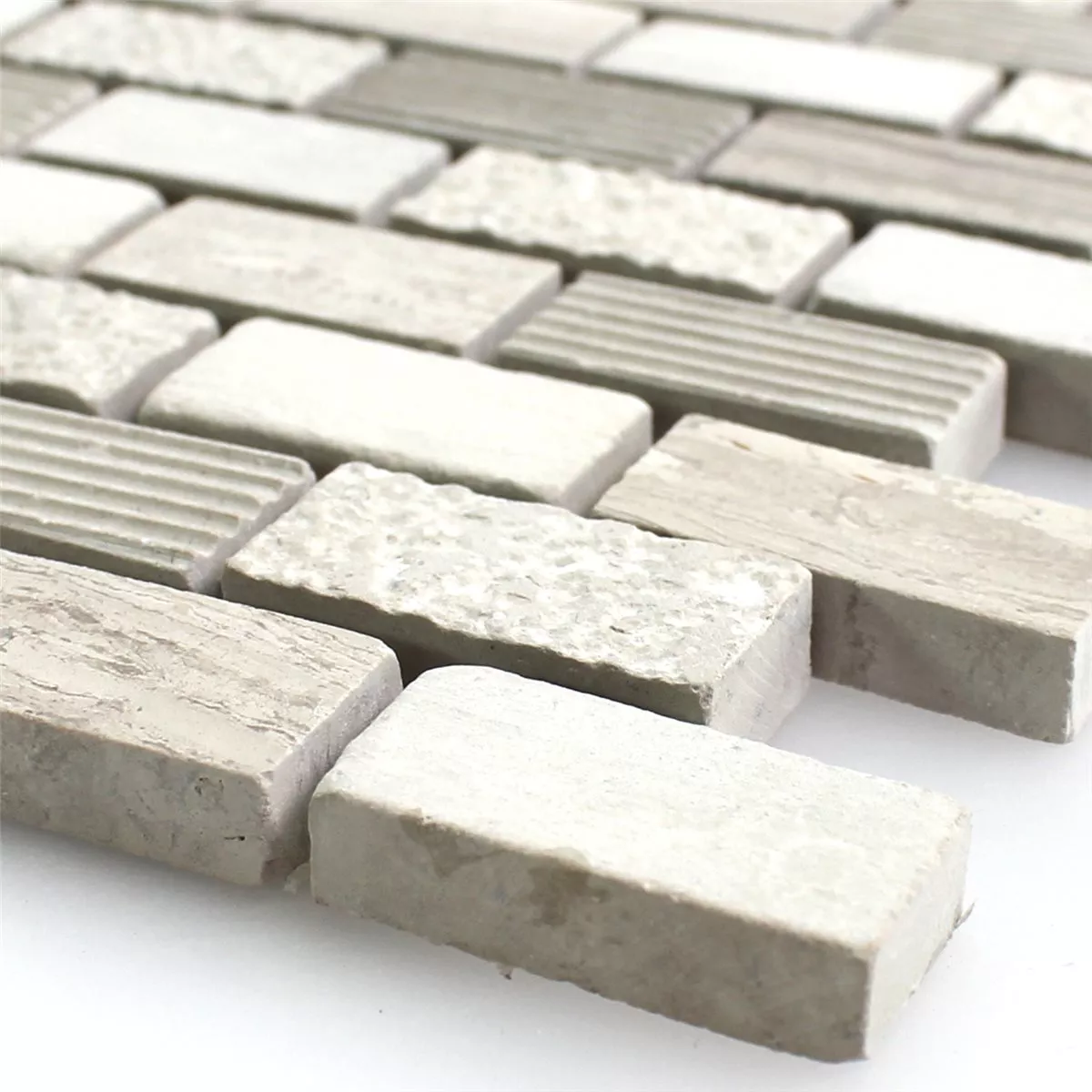 Mosaïque Pierre Naturelle Macciato Beige Brown 15x30x8mm Mosaïque Pierre Naturelle Macciato Beige Brown 15x30x8mm