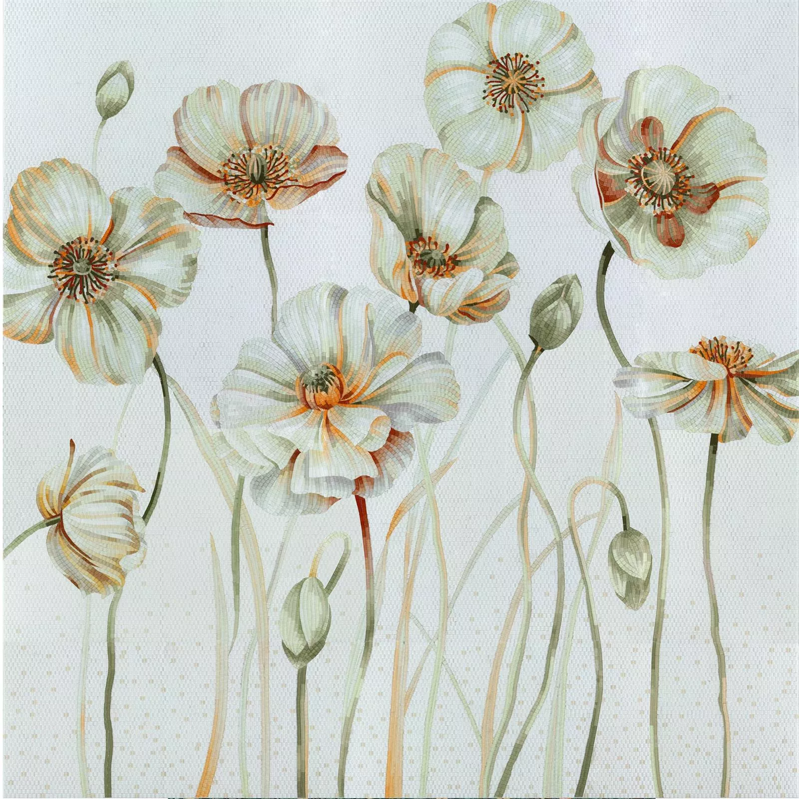 Mosaïque En Verre Image White Poppy 130x240cm Mosaïque En Verre Image White Poppy 130x240cm