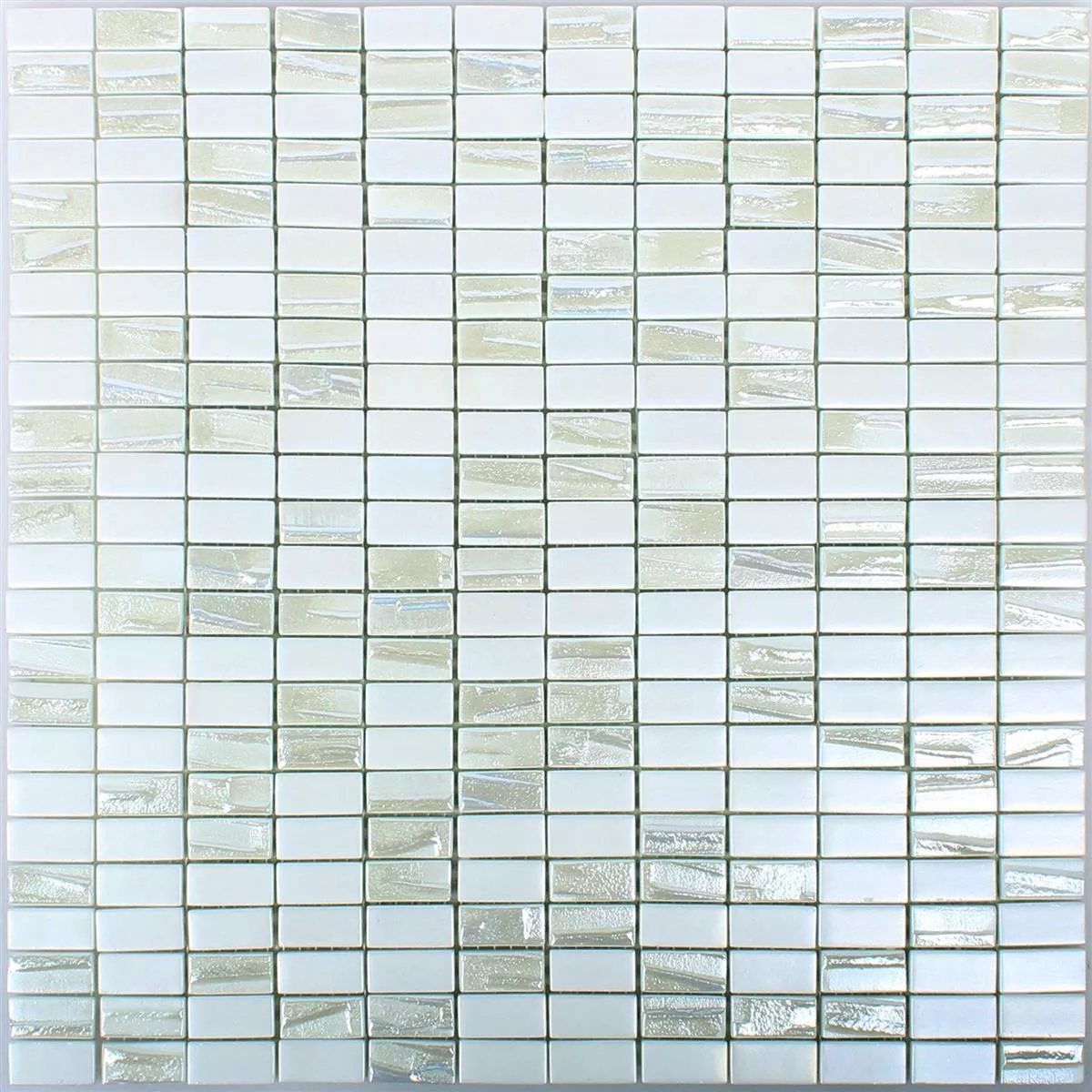 Échantillon Mosaïque Verre Carrelage Presley Blanc Métalic Bâtonnet