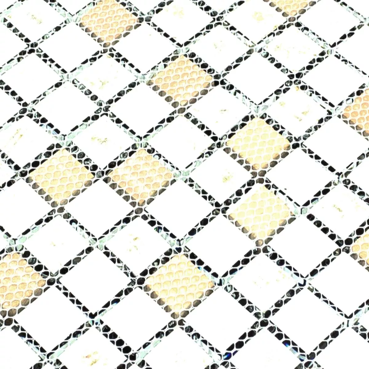 Échantillon Mosaïque Carrelage Verre Acier Inoxydable Blackriver Noir Argent Mix