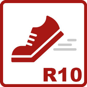 Antidérapant R10 
Angle d'inclinaison de 10-19°Valeur de frottement moyenne, idéale pour des zones telles que les cuisines à café et à thé ou les sanitaires.