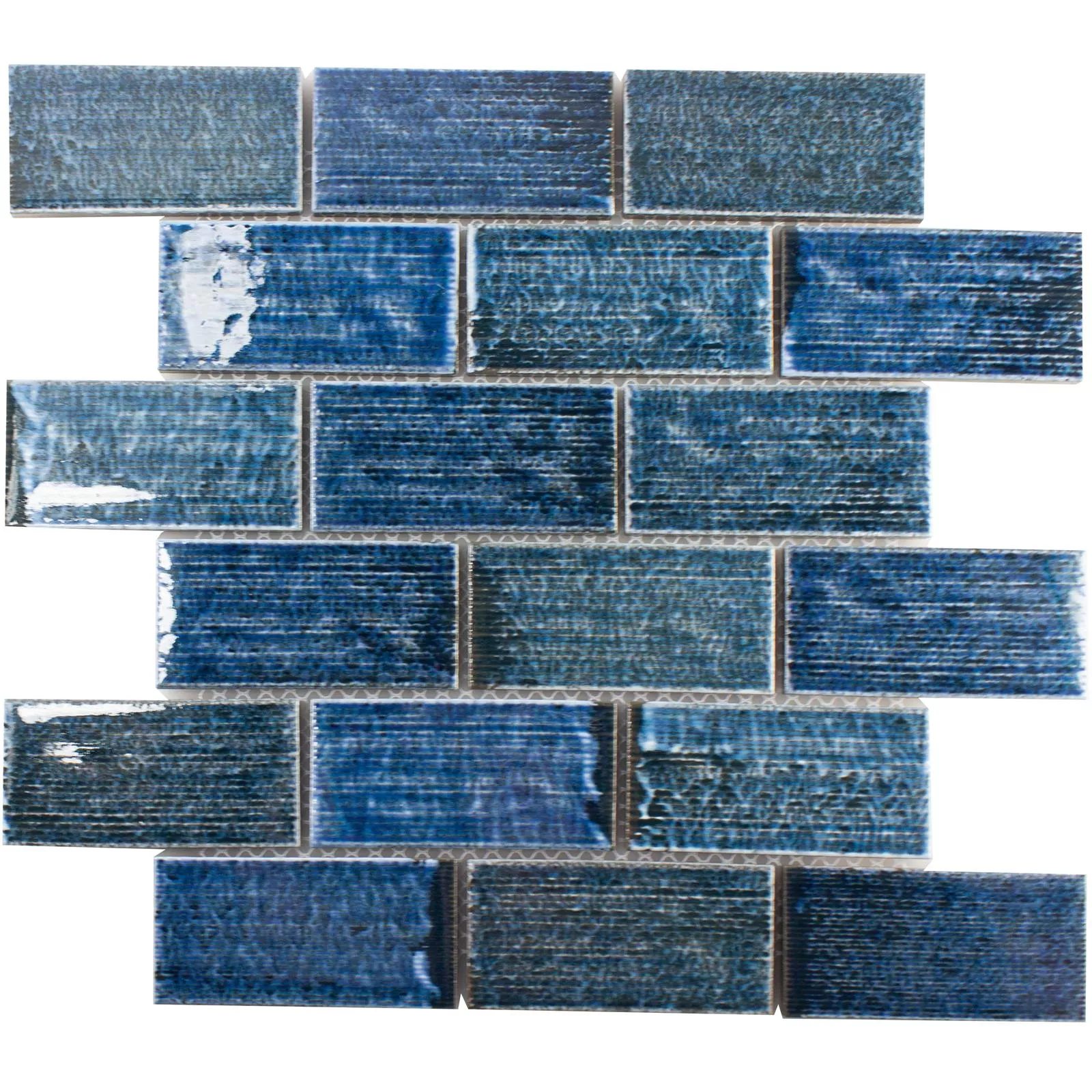 Échantillon Céramique Mosaïque Carrelage Bangor Brillant Turquoise Rectangle