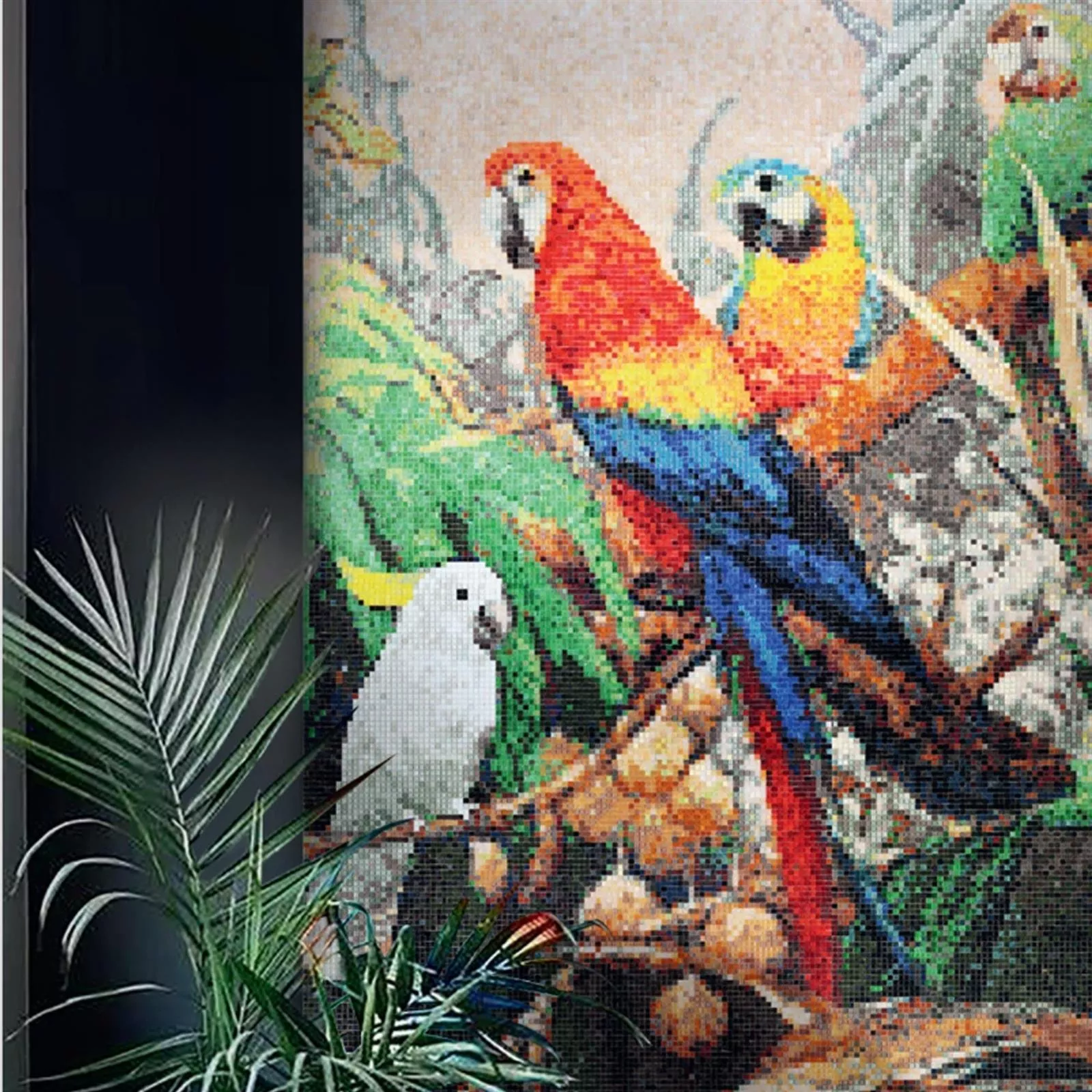 Mosaïque En Verre Image Parrots 130x240cm