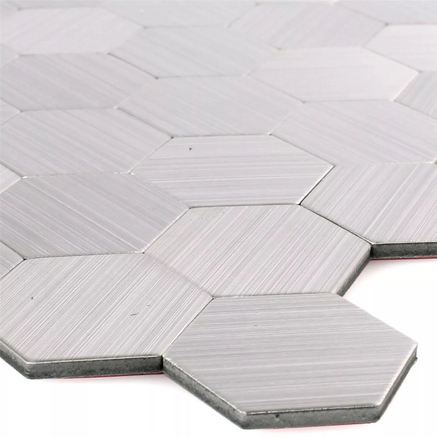 Mosaïque Carrelage Métal Auto Adhésif Mikros Argent Hexagone