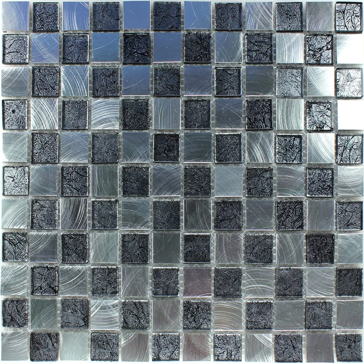 Verre Aluminium Mosaïque Échiquier 25x25x4mm