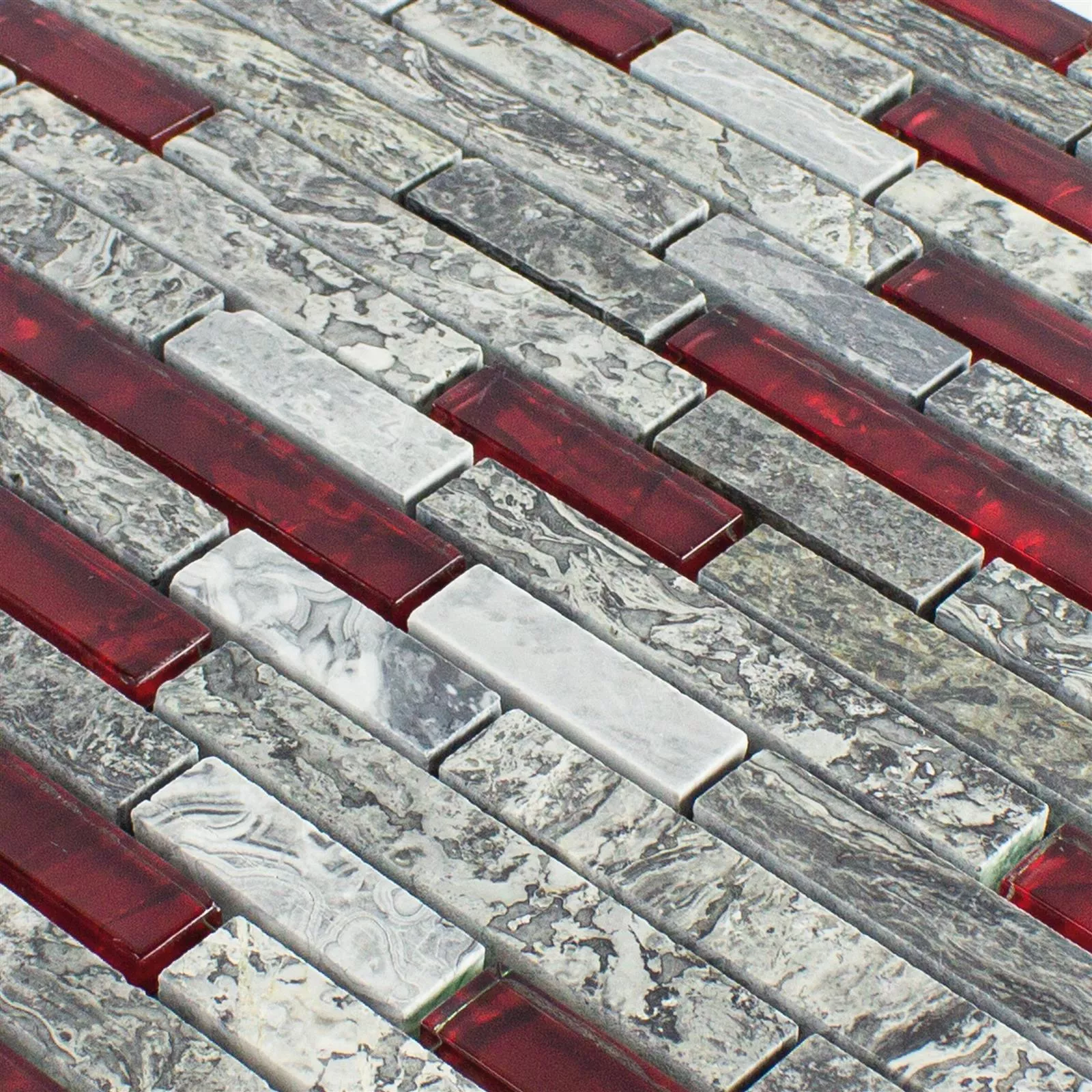 Mosaïque En Verre Carreaux En Pierre Naturelle Manavgat Gris Rouge Brick