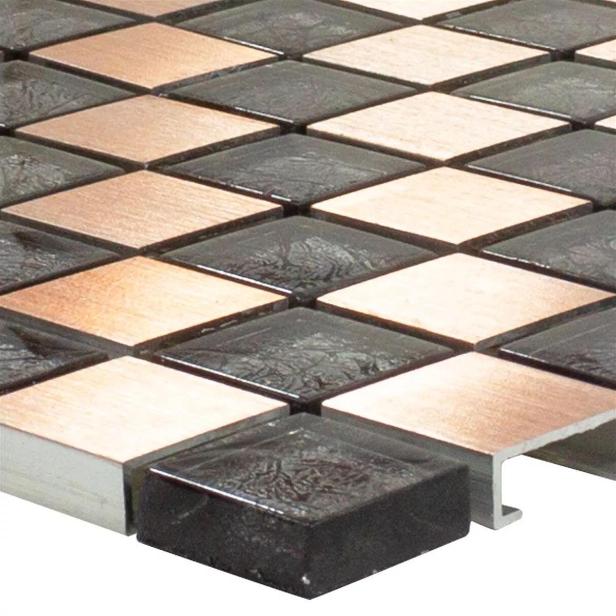 Verre Aluminium Mosaïque Carrelage Eldorien Cuivre-Gris Verre Aluminium Mosaïque Carrelage Eldorien Cuivre-Gris