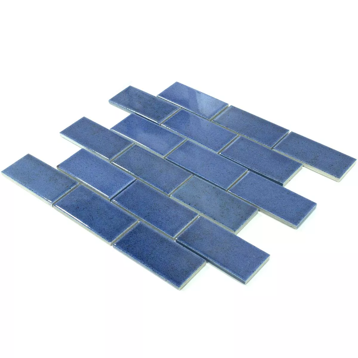 Échantillon Céramique Mosaïque Carrelage Eldertown Brick Bleu Foncé