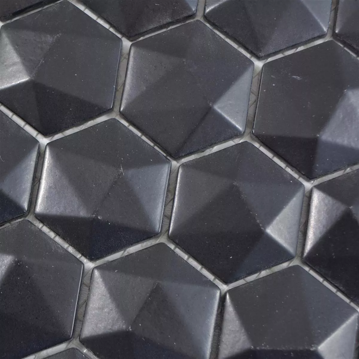 Échantillon Mosaïque En Verre Carrelage Benevento Hexagone 3D Noir