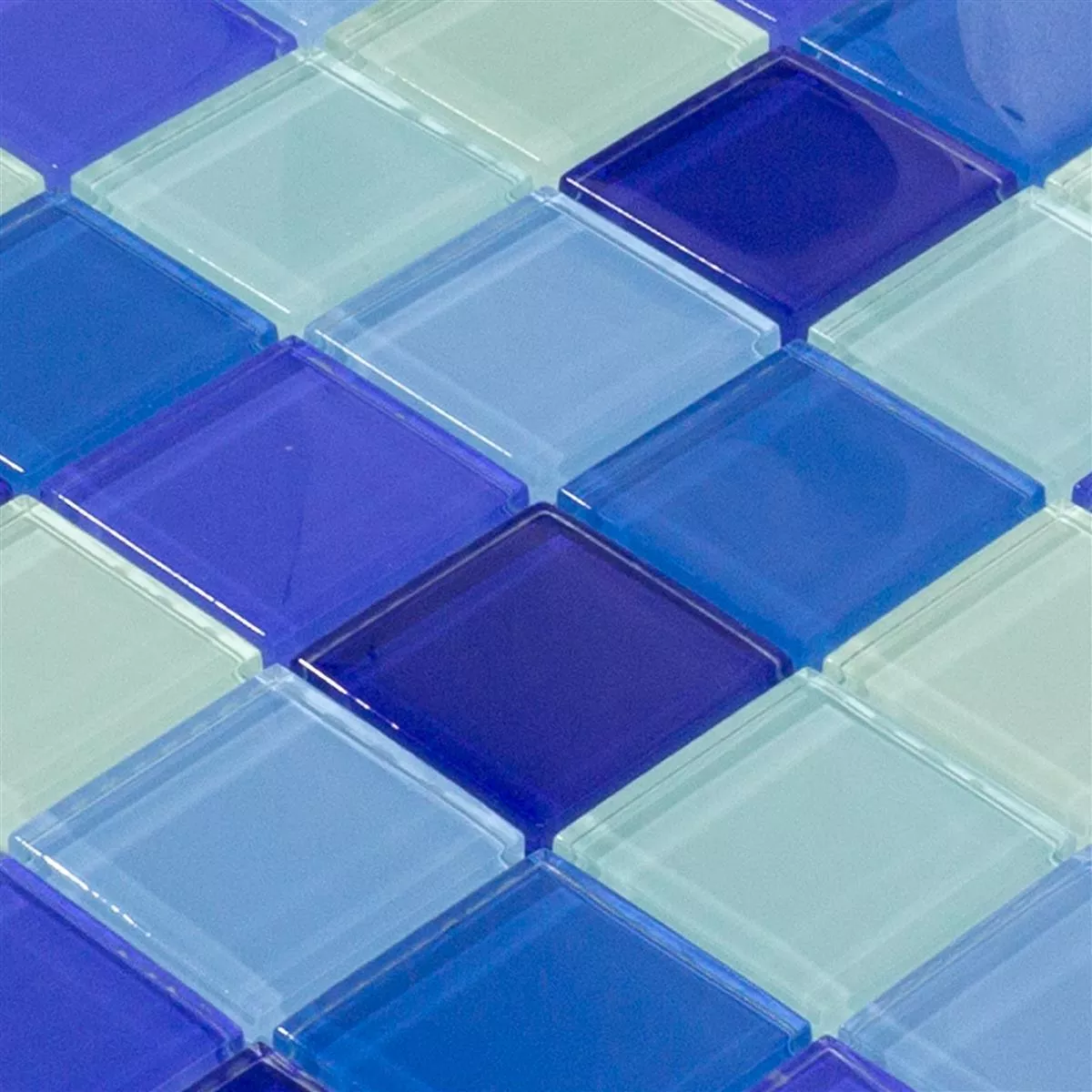 Échantillon Mosaïque En Verre Carrelage Glasgow Bleu Mix