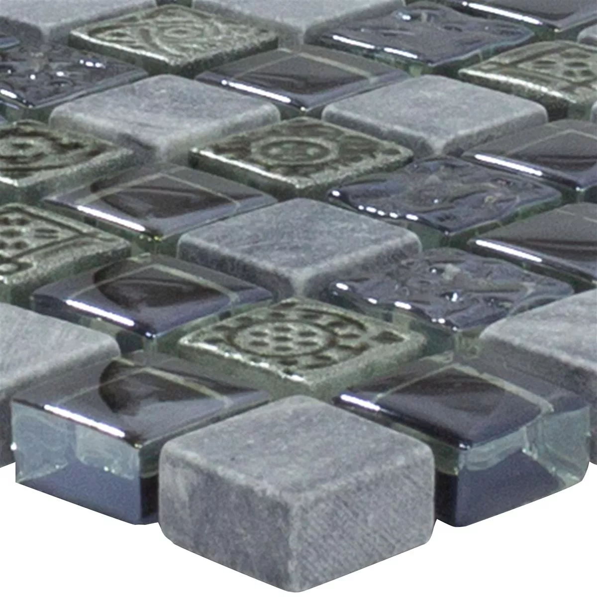 Verre Marbre Mosaïque Carrelage Champion Noir Gris Mix Verre Marbre Mosaïque Carrelage Champion Noir Gris Mix