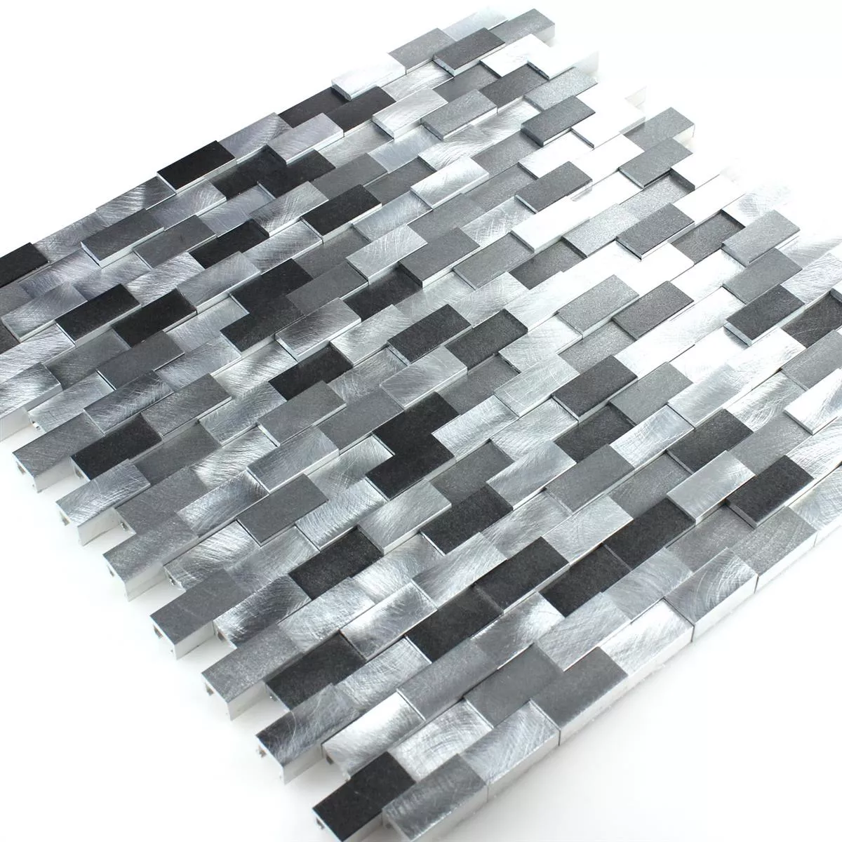 Mosaïque 3D Aluminium Metal Noir Gris