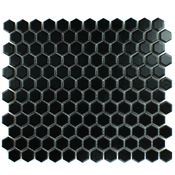 Échantillon Mosaïque Céramique Hexagon Noir Mat H23