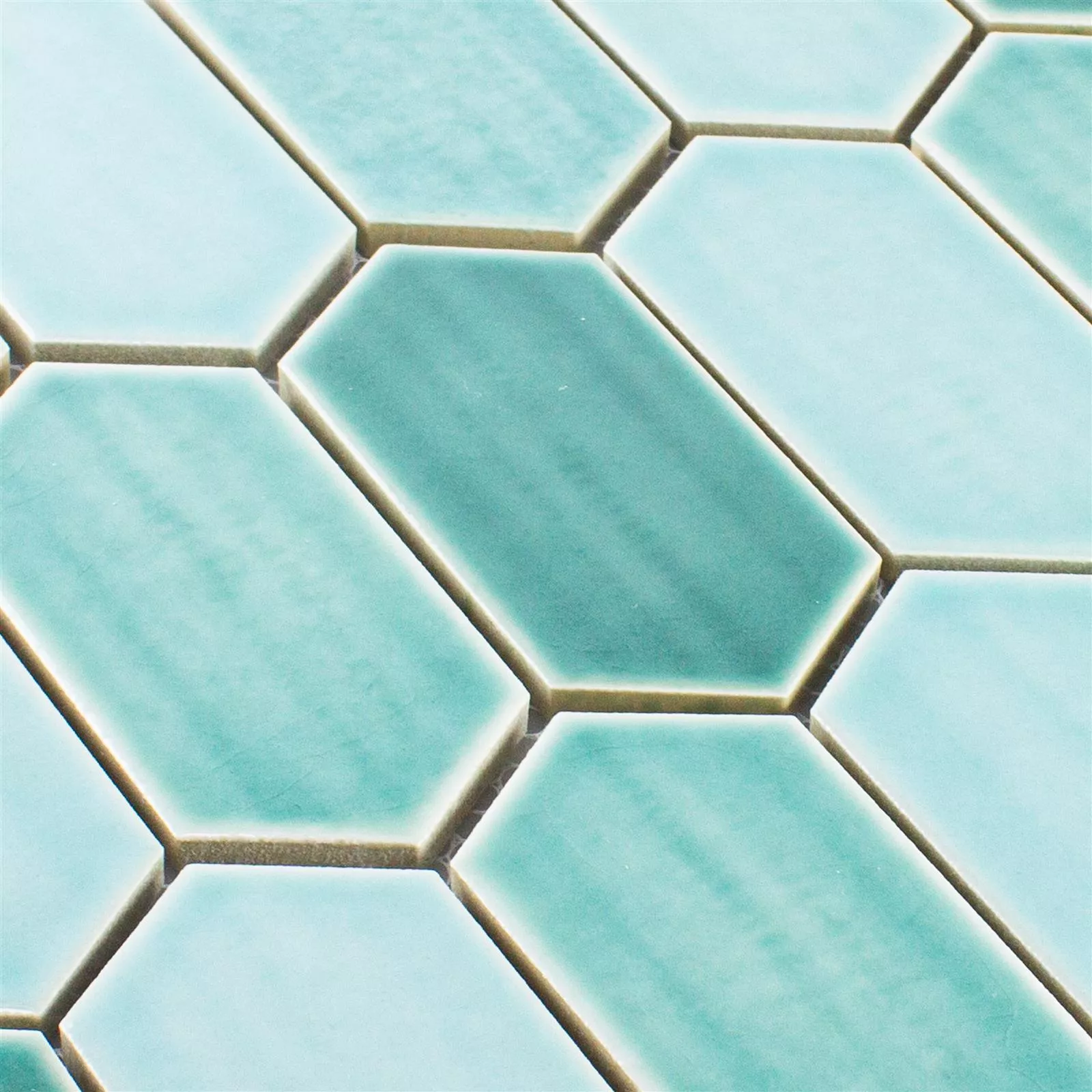 Céramique Mosaïque Carrelage McCook Hexagone Long Turquoise Vert