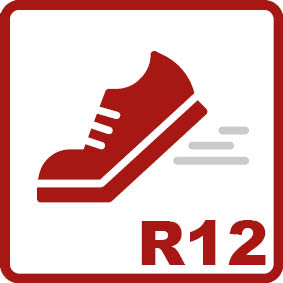 Antidérapant R12 
Angle d'inclinaison de 27-35°Valeur de frottement élevée, idéale pour des zones telles que les chambres froides, les casernes de pompiers ou les stations d'épuration.