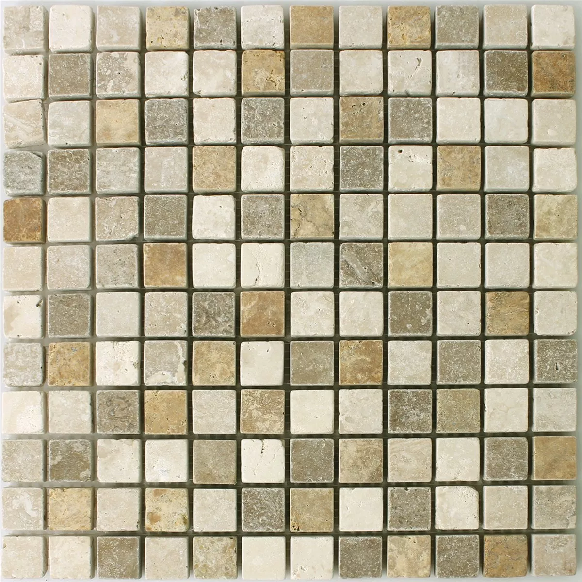 Échantillon Mosaïque Travertin Brun Beige Rouge