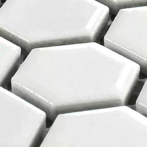 Échantillon Mosaïque Céramique Hexagon Blanc Mat H23