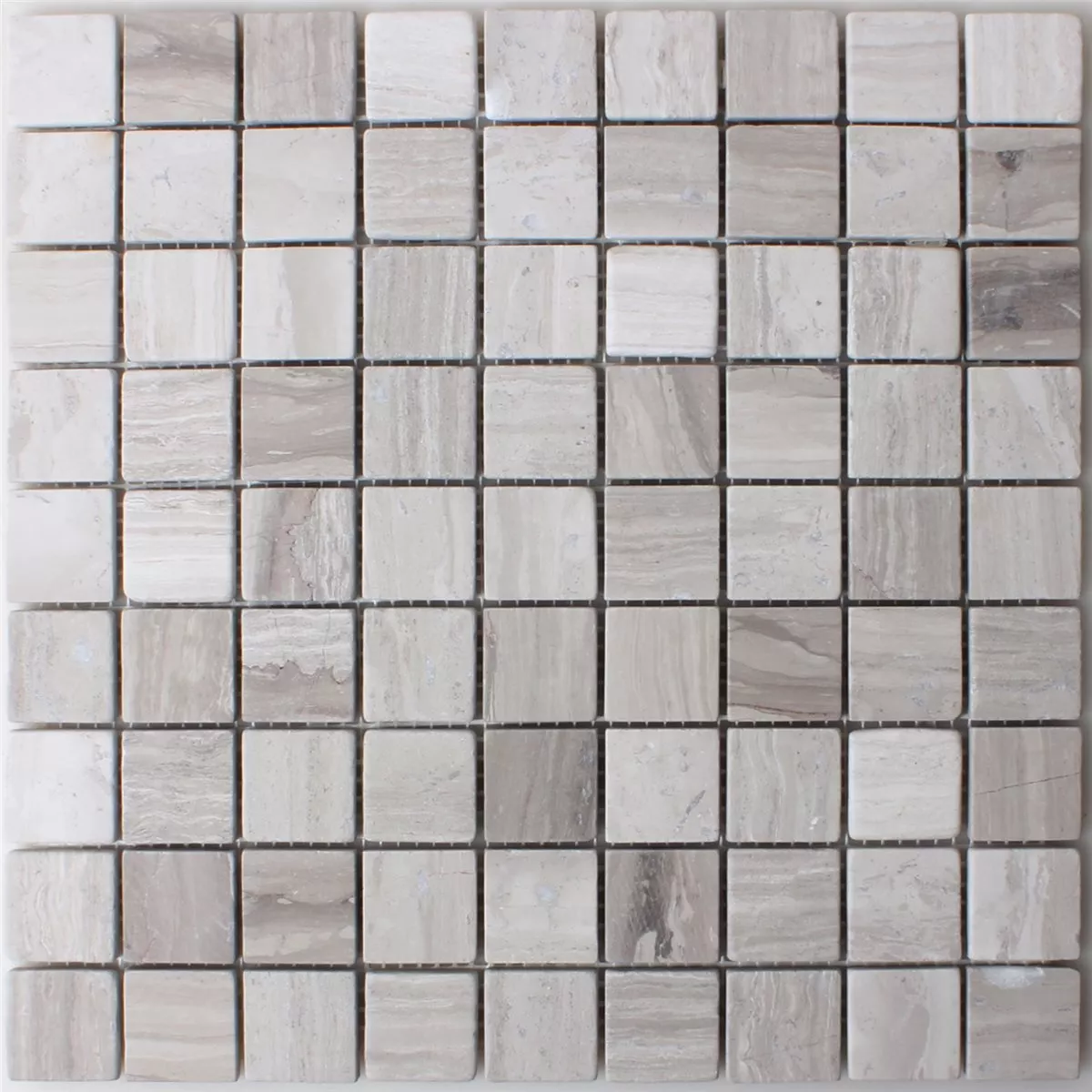 Carrelage Mosaïque Marbré Mixmosaik - Gris Argent 30x30cm, Épaisseur 8mm, Intérieur Brillant