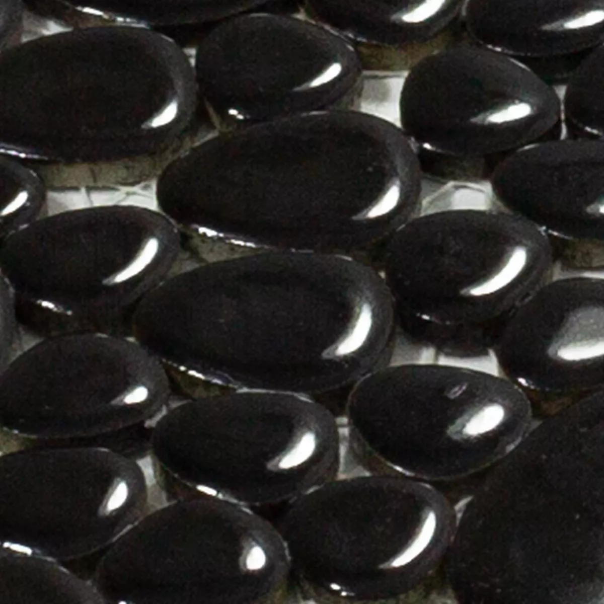 Échantillon Céramique Galets Mosaïque Sabah Noir Brillant