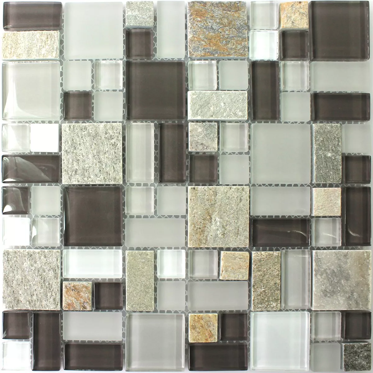 Mosaïque Verre Pierre Naturelle Gris Brun