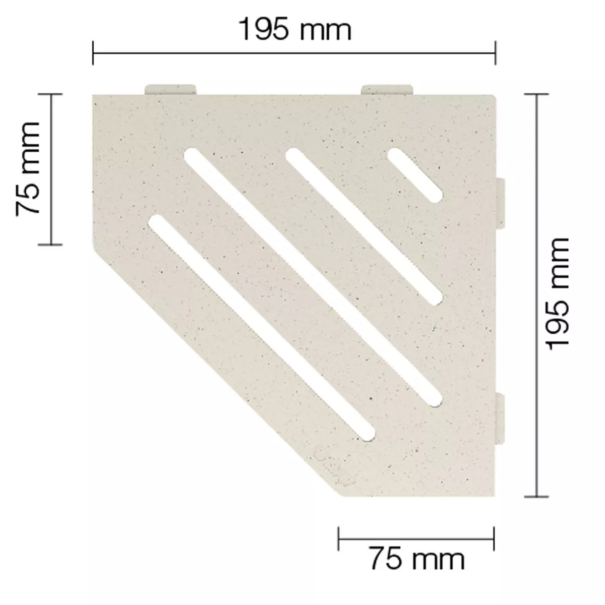 Etagère murale étagère de douche Schlüter 5 angles 19,5x19,5cm vague ivoire