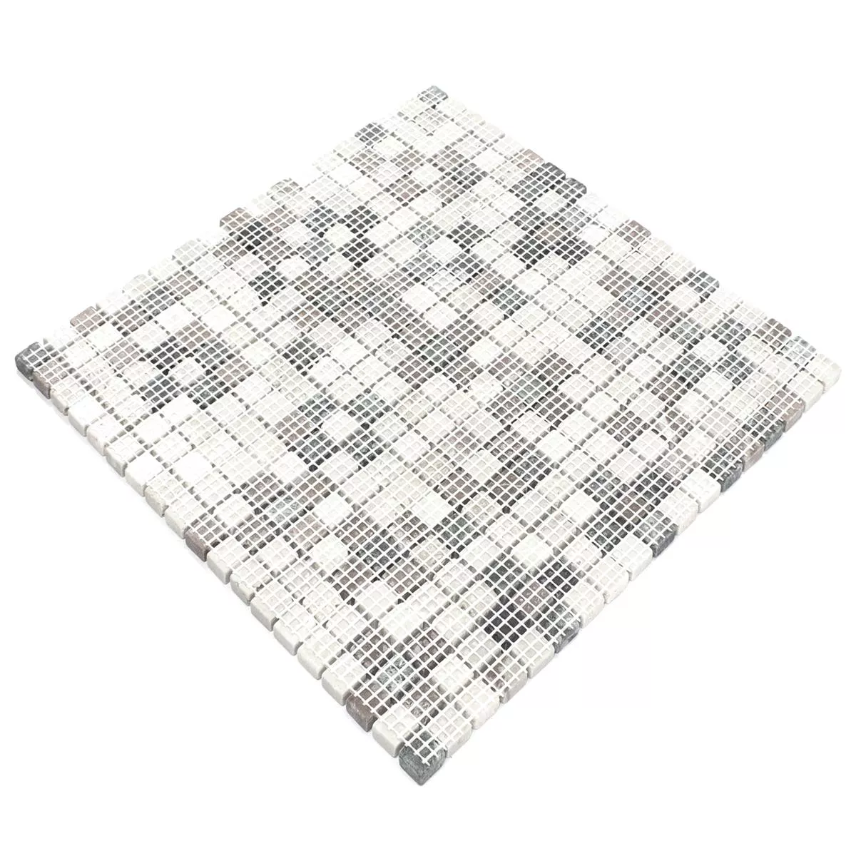 Échantillon Pierre Naturelle Verre Aluminium Mosaïque Carrelage Stilo Gris Clair Argent